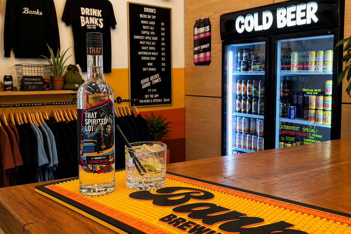 Local Legends: Banks Brewing pouring House Pour Gin - That Spirited Lot Distillers